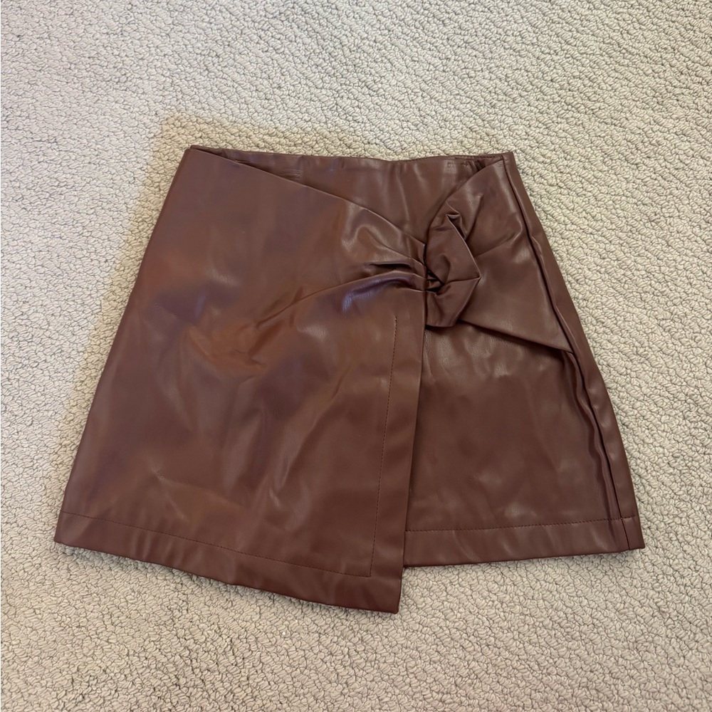 Princess Polly Chocolate Faux Leather Mini Skirt